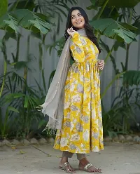 Stylish Yellow Rayon Printed Kurta Bottom and Dupatta Set For Women-thumb2