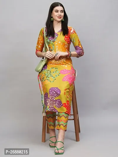 Beautiful Yellow Cotton Blend Kurta Bottom Set For Women