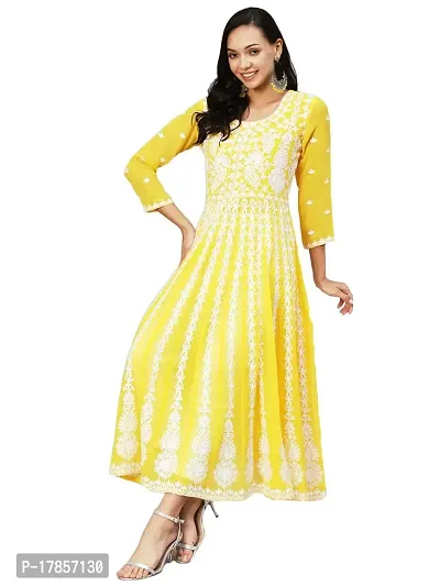 Stylish Womens Georgette Chikankari Embroidered Anarkali Kurti