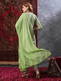 Stylish Green Rayon Embroidered Kurta Bottom and Dupatta Set For Women-thumb1