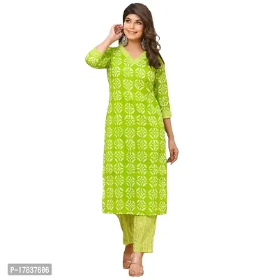 Stylish Womens Cotton Blend Traditional Straight Printed Kurta And Pant Set-thumb0