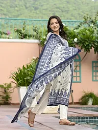 Stylish Blue Rayon Striped Kurta Bottom and Dupatta Set For Women-thumb3