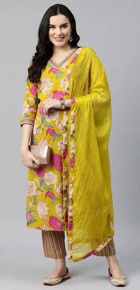 Stylish Rayon Printed Straight Kurtis Bottom and Dupatta Set