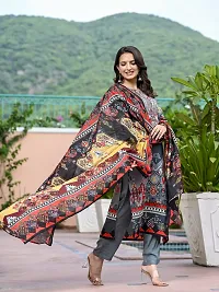 Stylish Multicoloured Rayon Printed Kurta Bottom and Dupatta Set For Women-thumb2