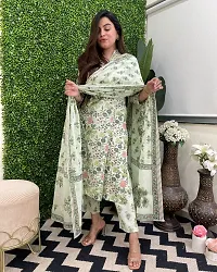 Stylish Green Rayon Floral Kurta Bottom and Dupatta Set For Women-thumb1