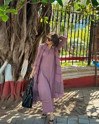 Stylish Purple Rayon Solid Kurta Bottom and Dupatta Set For Women-thumb3