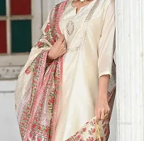 Stylish Cream Rayon Solid Kurta Bottom and Dupatta Set For Women-thumb3