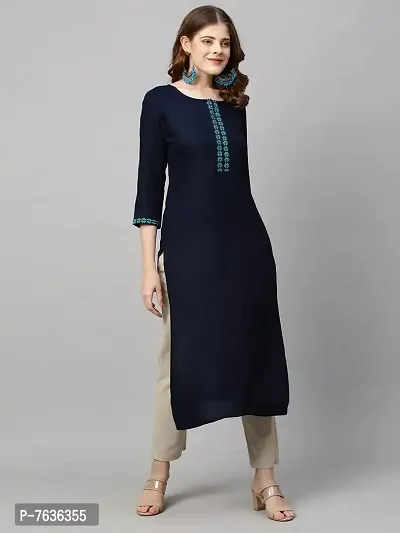 ANNI DESIGNER Women's Cotton Blend Printed Straight Kurta (Kissa)-thumb5