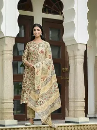 Stylish Cream Rayon Floral Kurta Bottom and Dupatta Set For Women-thumb2