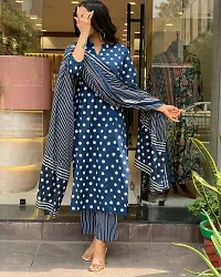 Stylish Blue Rayon Polka Print Kurta Bottom and Dupatta Set For Women-thumb3