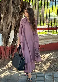 Stylish Purple Rayon Solid Kurta Bottom and Dupatta Set For Women-thumb2