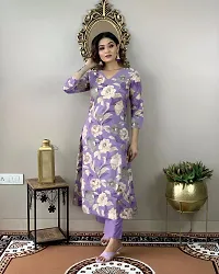 Stylish Lavender Rayon Floral Kurta Bottom Set For Women-thumb4