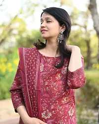 Stylish Maroon Rayon Floral Kurta Bottom and Dupatta Set For Women-thumb3