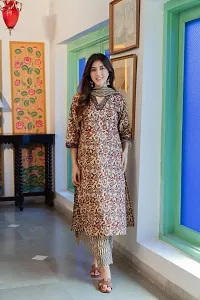 Stylish Cream Rayon Printed Kurta Bottom and Dupatta Set For Women-thumb3