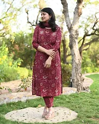 Stylish Maroon Rayon Floral Kurta Bottom and Dupatta Set For Women-thumb1