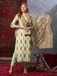 Stylish Green Rayon Floral Kurta Bottom and Dupatta Set For Women-thumb4