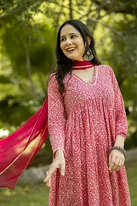 Stylish Pink Cotton Blend Printed Kurta, Bottom and Dupatta Set For Women-thumb3