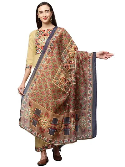 Stylish Cotton Straight Printed Kurta With Pant And Dupatta Set