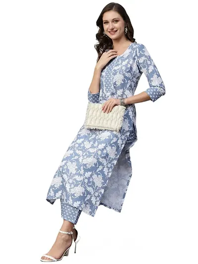 Stylish Womens Blend Straight Kurta With Pant