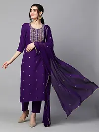 Stylish Poly Chiffon Kurta, Bottom and Dupatta for Women-thumb1