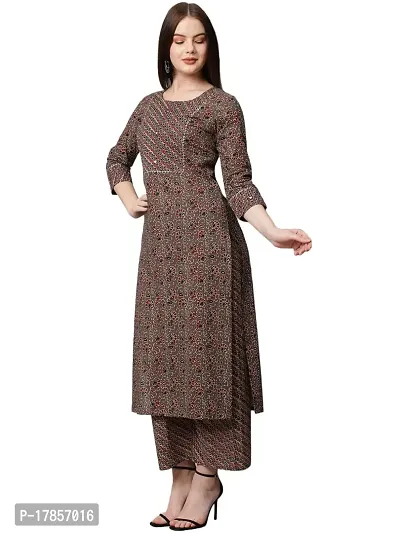 Stylish Womens Cotton Blend Traditional Straight Printed Kurta And Palazzo Set-thumb0