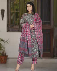 Stylish Grey Rayon Floral Kurta Bottom and Dupatta Set For Women-thumb2