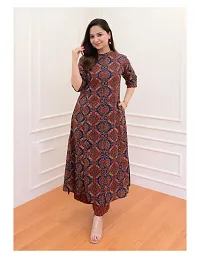 A-Line Maroon Printed Cotton Blend Kurta Bottom Set For Women-thumb3