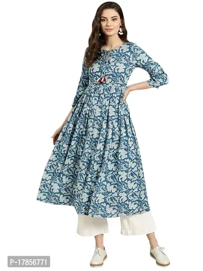 Stylish Womens Cotton Blend Anarkali Kurta-thumb0