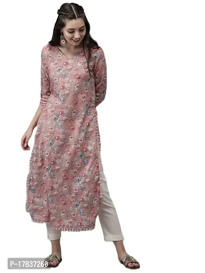 Stylish Womens Crepe Printed Straight Kurta-thumb0