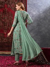 Stylish Green Rayon Floral Kurta Bottom and Dupatta Set For Women-thumb1