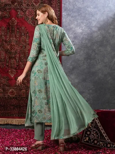 Stylish Green Rayon Floral Kurta Bottom and Dupatta Set For Women-thumb2