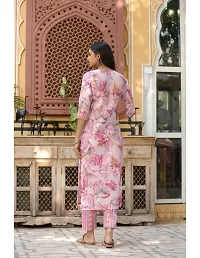 Trendy Pink Printed Cotton Blend Straight Kurta Pant Set-thumb3