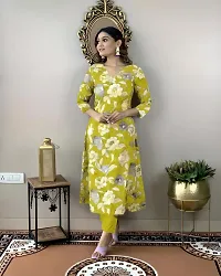 Stylish Yellow Rayon Floral Kurta Bottom Set For Women-thumb2