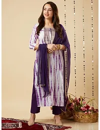 Trendy Purple Printed Cotton Blend Straight Kurta Pant With Dupatta-thumb4