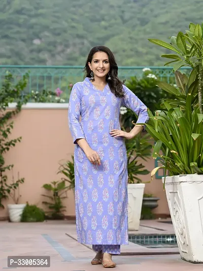 Stylish Purple Rayon Floral Kurta Bottom Set For Women-thumb0