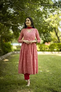 Stylish Pink Cotton Blend Printed Kurta, Bottom and Dupatta Set For Women-thumb4