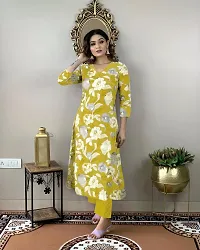 Stylish Yellow Rayon Floral Kurta Bottom Set For Women-thumb1