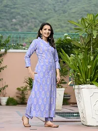 Stylish Purple Rayon Floral Kurta Bottom Set For Women-thumb2