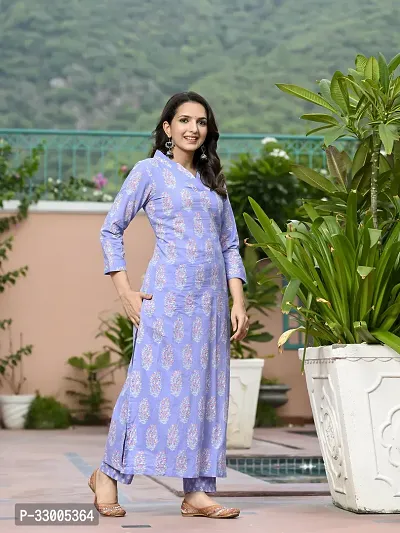 Stylish Purple Rayon Floral Kurta Bottom Set For Women-thumb3