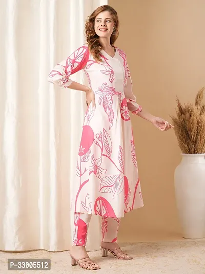 Stylish Pink Rayon Printed Kurta Bottom Set For Women-thumb4