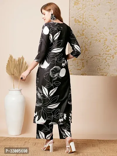 Stylish Black Rayon Printed Kurta Bottom Set For Women-thumb2