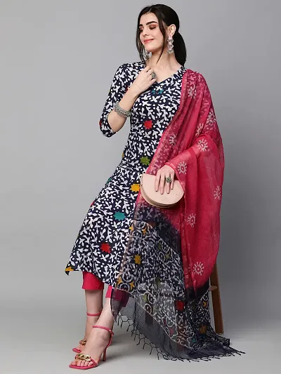 Stylish Poly Chiffon Maroon Printed Kurta, Bottom And Dupatta Set For Women