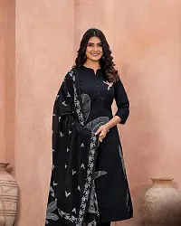 Stylish Black Rayon Printed Kurta Bottom and Dupatta Set For Women-thumb1