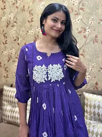 Stylish Purple Rayon Embroidered Kurta Bottom Set For Women-thumb1