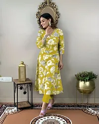 Stylish Yellow Rayon Floral Kurta Bottom Set For Women-thumb3