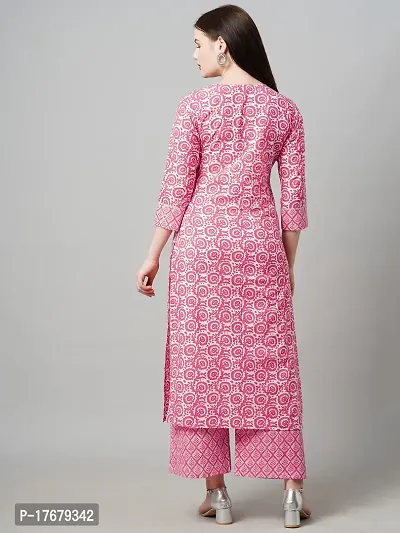 Classic Womens Cotton Blend Traditional Straight Printed Kurta and Palazzo Set-thumb2