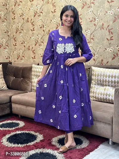 Stylish Purple Rayon Embroidered Kurta Bottom Set For Women-thumb3