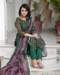 Stylish Green Rayon Printed Kurta Bottom and Dupatta Set For Women-thumb2