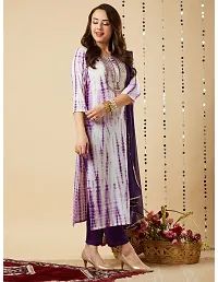 Trendy Purple Printed Cotton Blend Straight Kurta Pant With Dupatta-thumb3