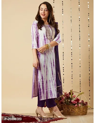 Trendy Purple Printed Cotton Blend Straight Kurta Pant With Dupatta-thumb4